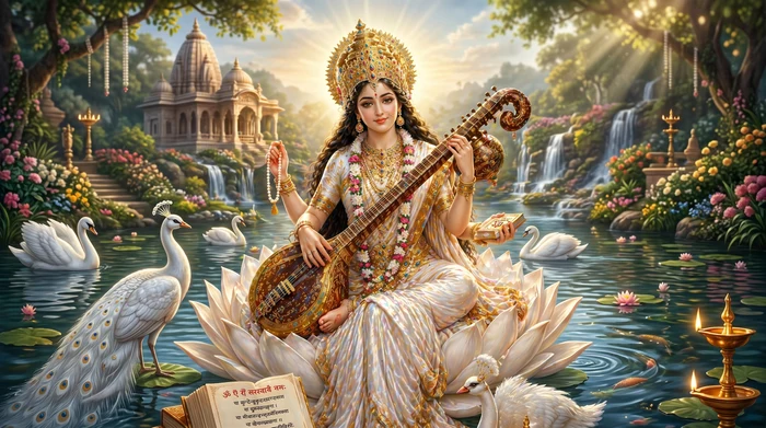 Goddess Saraswati — divine wallpaper